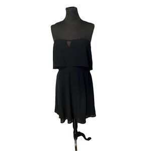 Express Chiffon Key whole‎ Ruffle Strapless Little Black Cocktail Dress Sz 12